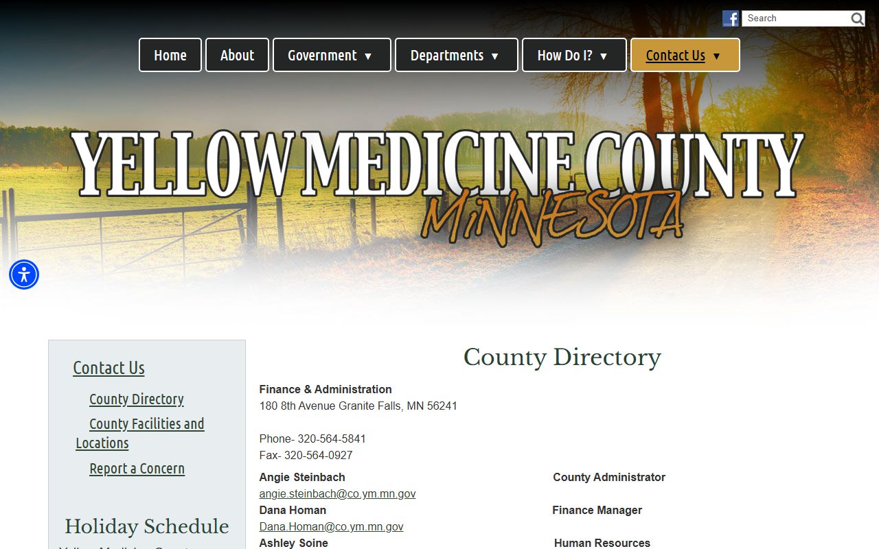 Yellow Medicine County directory page