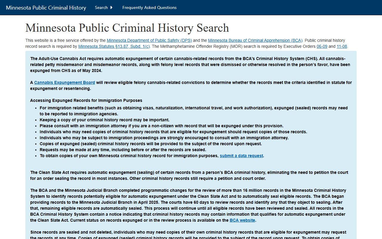 BCA Criminal History System