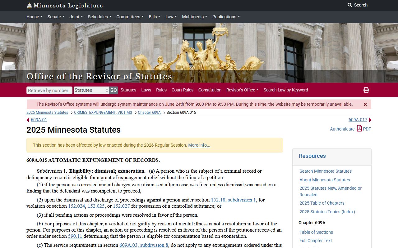 Automatic expungement statute