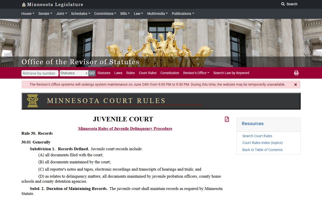 Juvenile delinquency rule 30