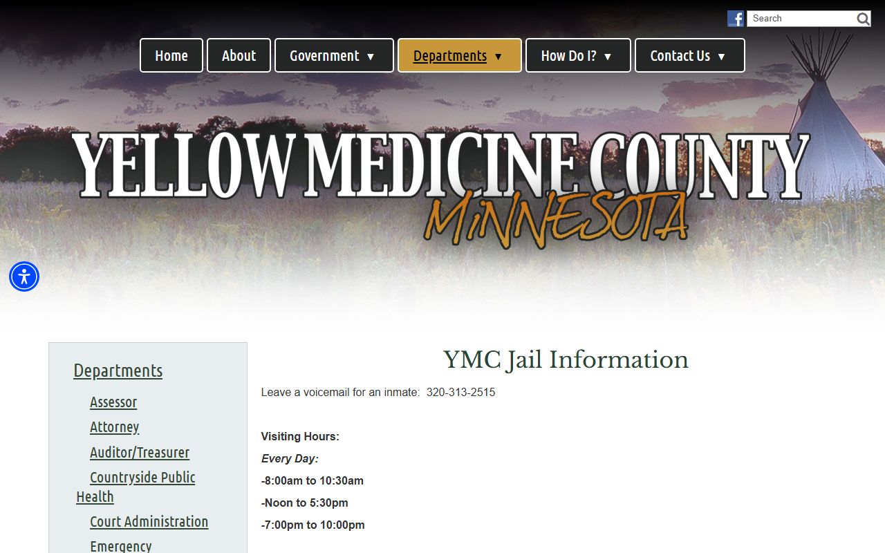 Yellow Medicine jail information page