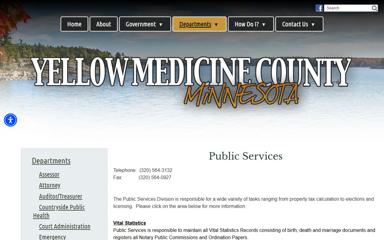Yellow Medicine County Public Services page