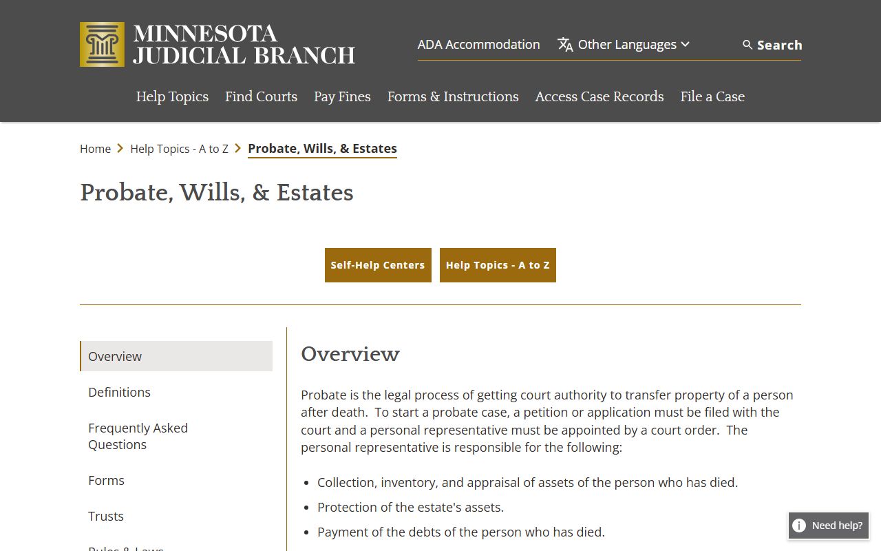 Probate wills and estates help topic